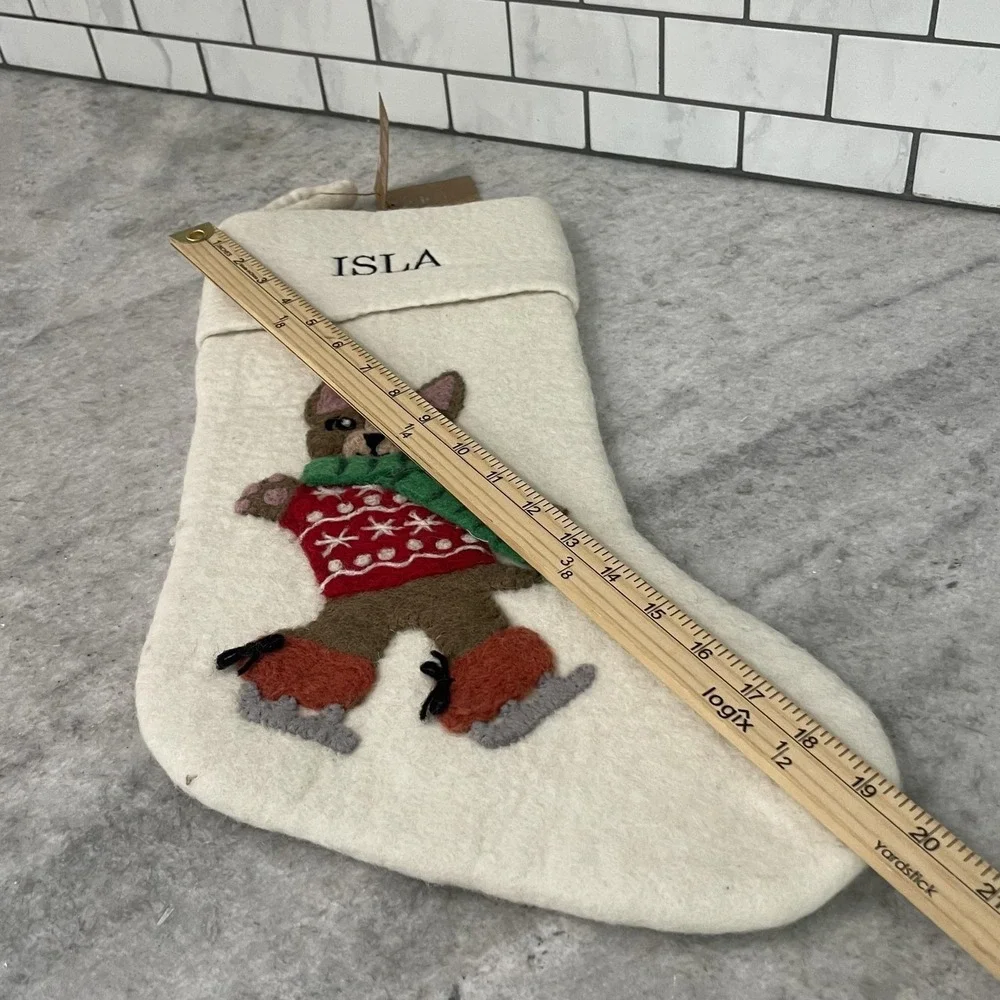Christmas Stocking West Elm White Felt Holiday Decor Ice Skate Isla